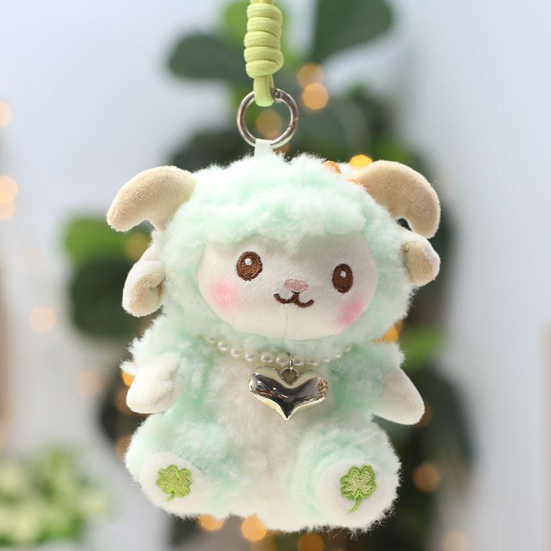 Soft Fluffy Lamb Plush Keychain with Necklace Durable Backpack Charm for Kids Birthday Holiday Souvenirs