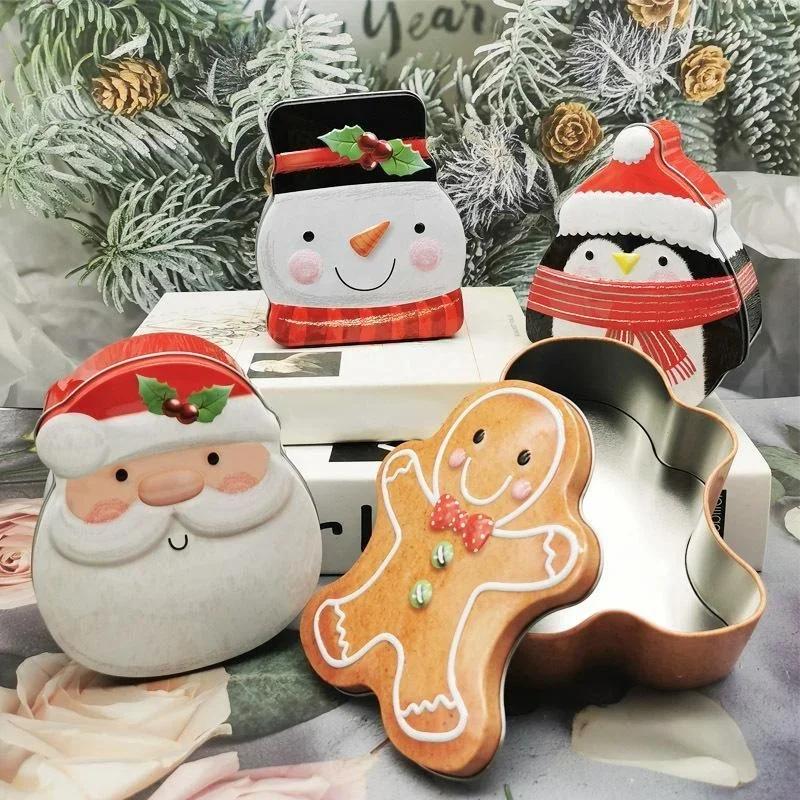 Christmas Series Storage Box Gingerbread Man Iron Gift Sugar Box Christmas Merry Home Decor New Year Christmas Gift Box Gifts Gingerbread man