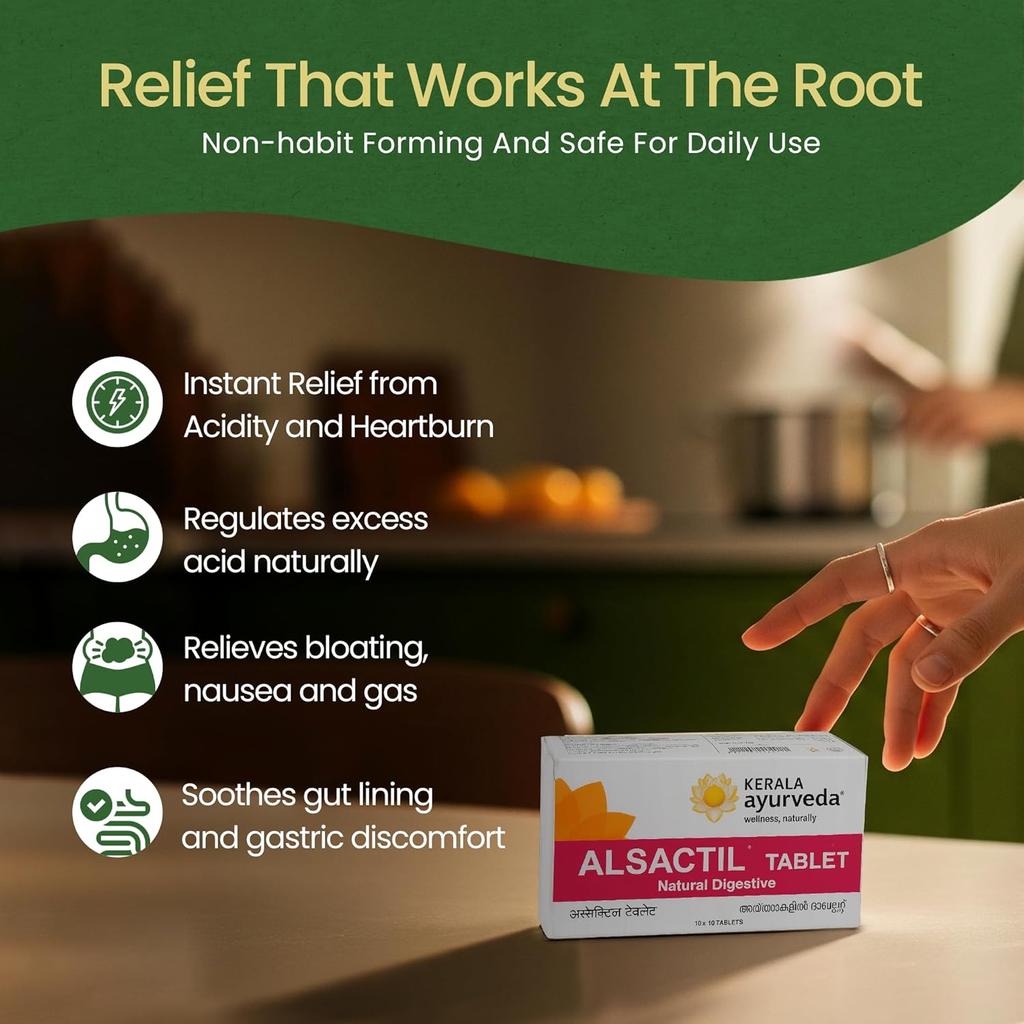 Kerala Ayurveda Alsactil Tabletten für Verdauungskomfort und Unterstützung der Darmreinigung 100 Tabletten Packung 1
