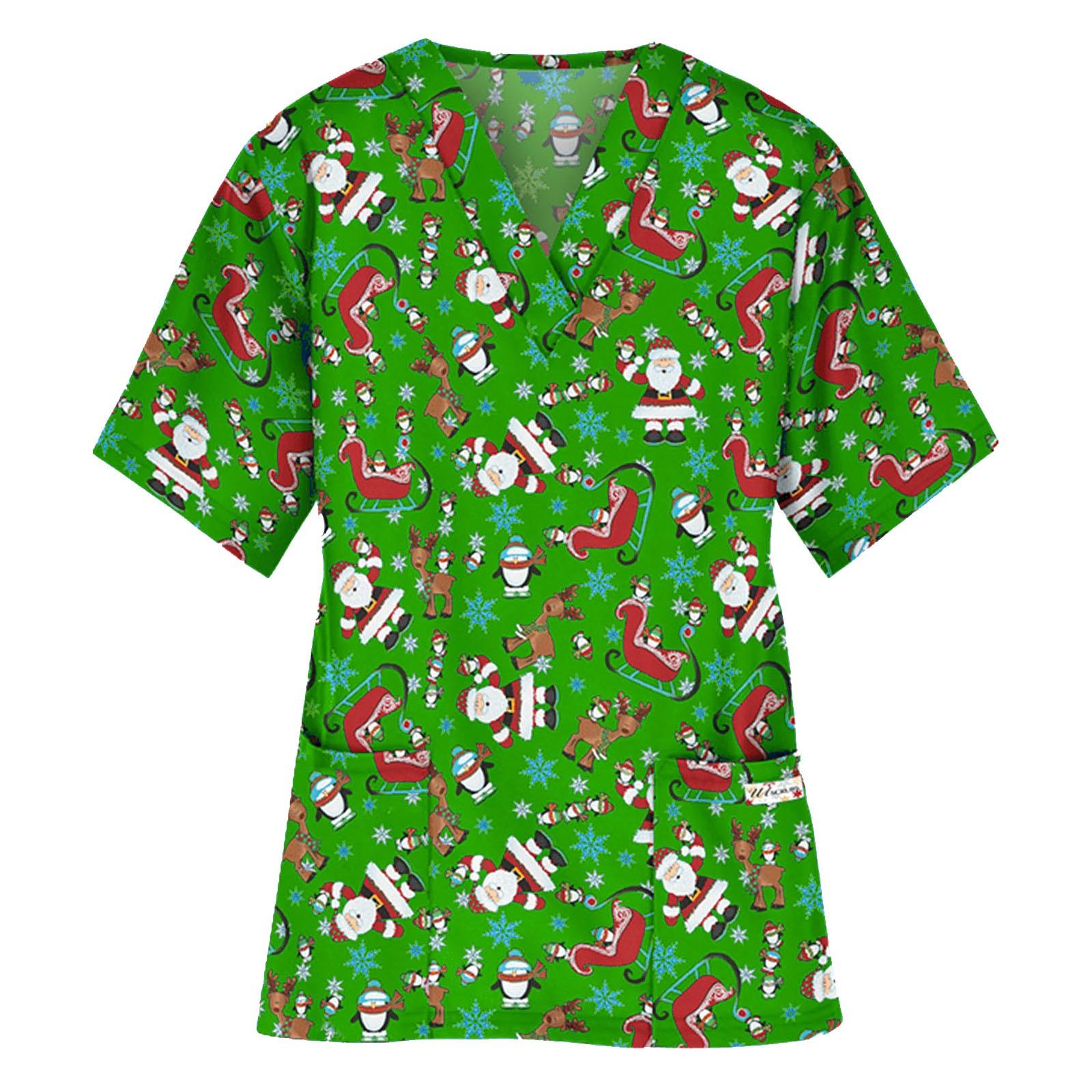 

Женский топ с карманом и коротким рукавом с крестом и V-образным вырезом L темно-зеленого