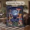 Mystical Moth Key Artwork Theme Throw Blanket Custom Name Text Personalized Blanket Soft Cozy Blanket for Home Sofa Bed