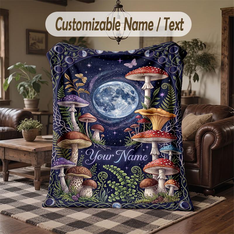 Mystical Moth Key Artwork Theme Throw Blanket Custom Name Text Personalized Blanket Soft Cozy Blanket for Home Sofa Bed