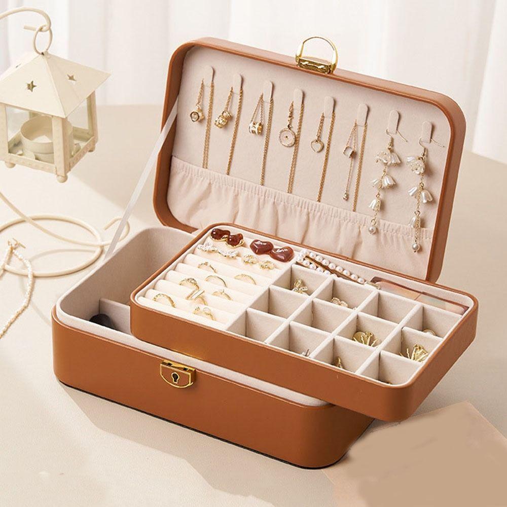 Space Saving Double-Layer Jewelry Storage Box Large Capacity Jewelry Storage Case  Ring