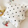 2 pièces Taie d'oreiller Style Princesse à pois Housse d'oreiller pour literie Filles Adultes Enfants Taies d'oreiller rayées Blanches 48X74 cm 40X60 cm