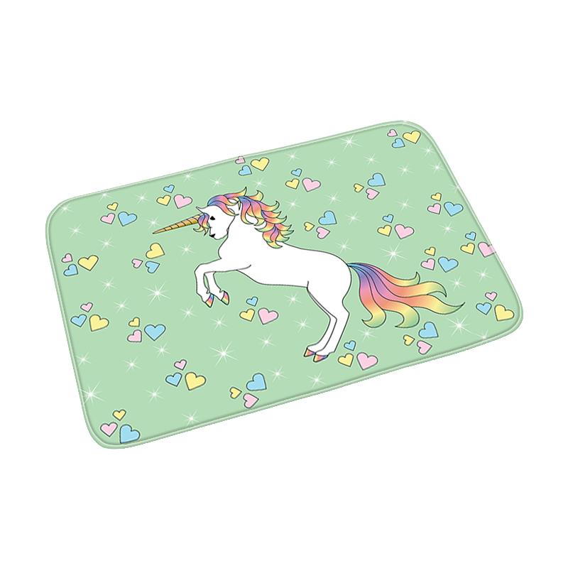 Pink Cute Cartoon Unicorn Pattern Doormat Bedroom Living Room Hallway Floor Rug Decor Balcony Anti-Slip Home Carpet Furry Mat
