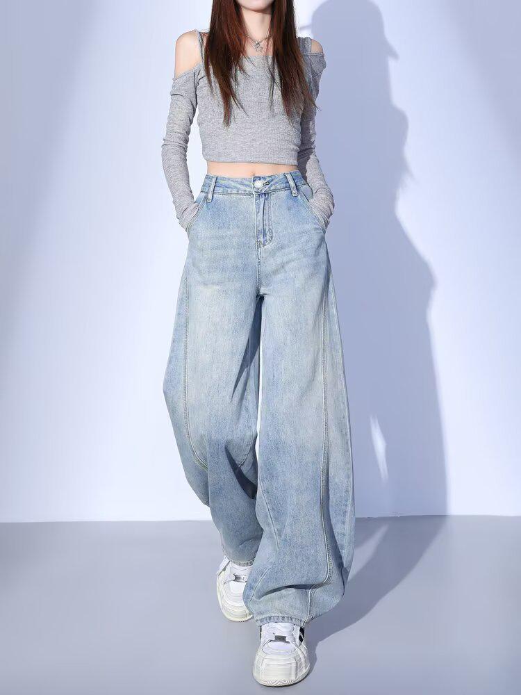 Women's Light Scimitar Jeans: Spring/Autumn 2025 Pear-Shaped Slimming Wide-Leg Pants