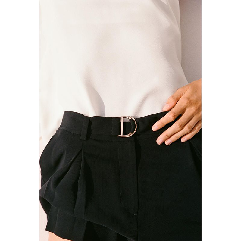 Spring and Summer New Women's Clothing French Commute Style with Belt Pleated High Waist A- Line Casual Shorts 9929027