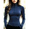 Half Turtleneck Long Sleeve Polka Dot Slim Fit Versatile Base Layer Top