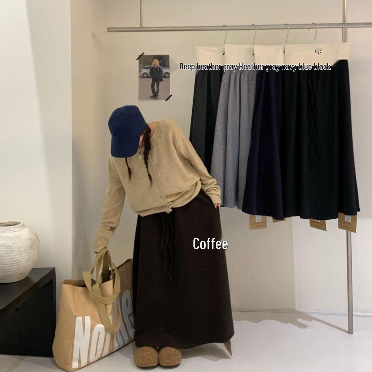 Korean Style Plus Size Women s Fleece-Lined Relaxed Umbrella Skirt L