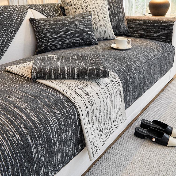 Sofa Cushion Four Seasons Universal Chenille Abstract Cushion Simple Modern Entry Lux Style Leather Sofa Cover Cover Cloth