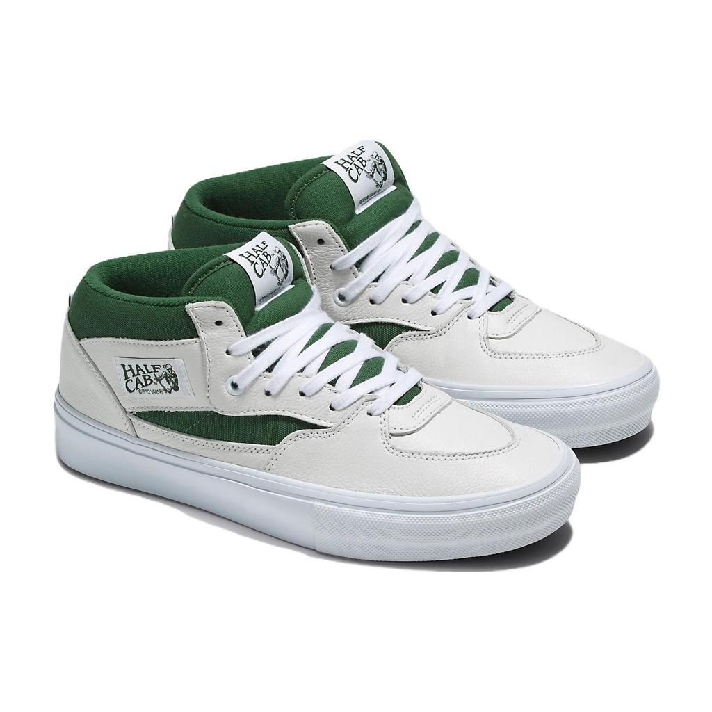 Vans Half Cab Skate Canvas Leather Casual Mid-Top Skate Shoes Unisex Sneakers White Green VN0A5FCDWGR