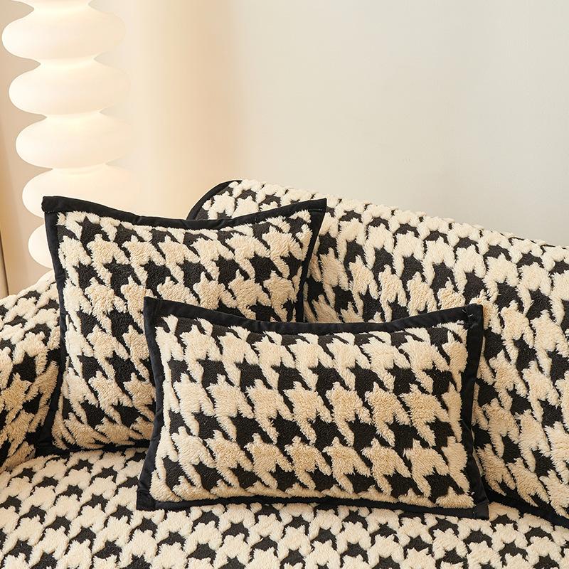 New Qiandongge Sofa Cushion Winter Thickened Plush Seat Cushion High-End Non-Slip Leather Sofa Cover Cover Cloth