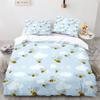 Bee Duvet Cover Set Watercolour Painting Cartoon Cute Wildlife Comforter Cover King Queen for Kids Girl Polyester Bedding Set