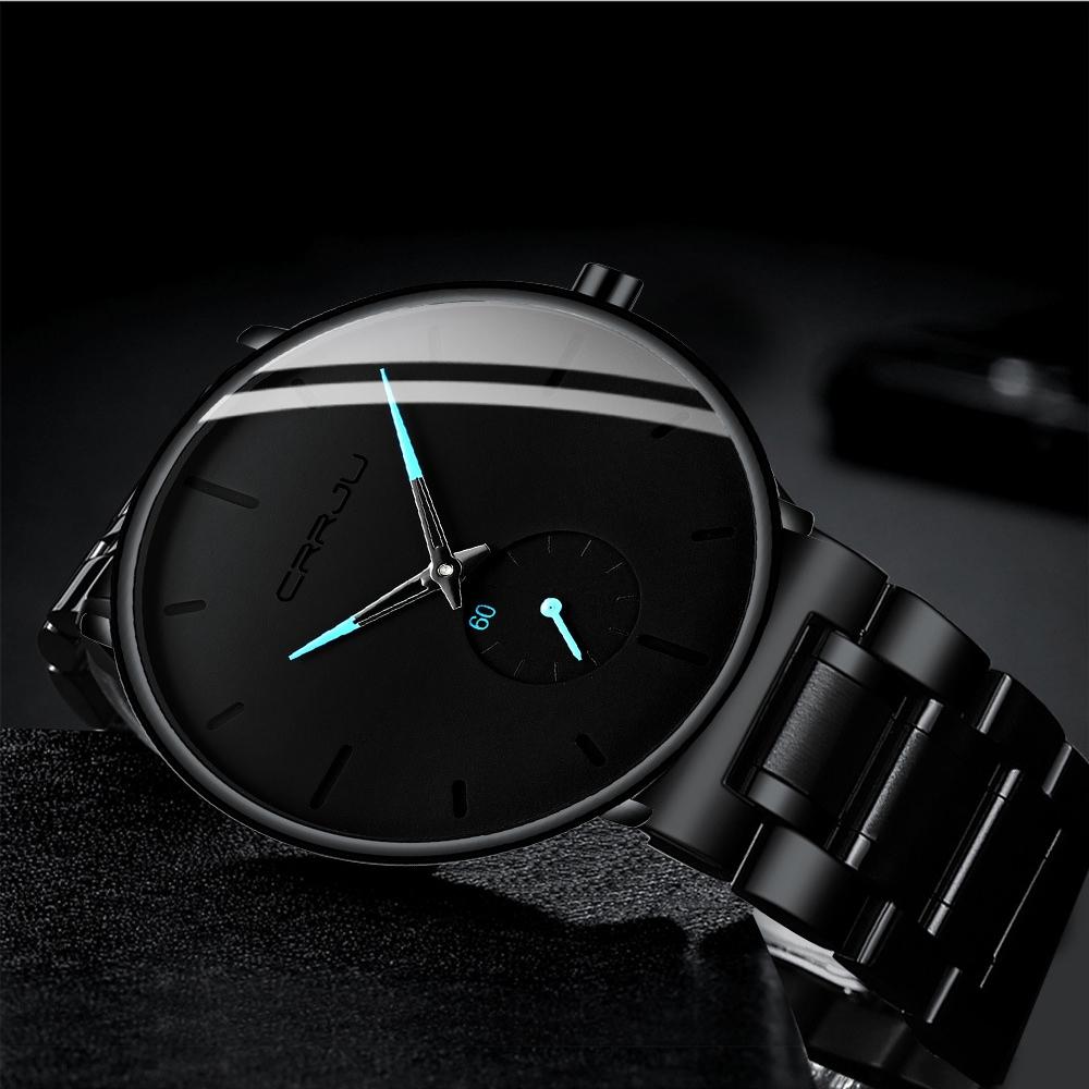 

Mens Watches Stainless Steel Wrist Watch Casual Luxury Waterproof Sport Watch for Men Quartz Watch чорний