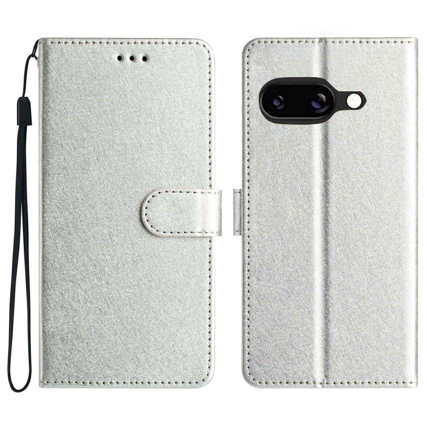 

For Google Pixel 9a Wallet Case Leather Folio Phone Cover Magnetic Clasp Silver