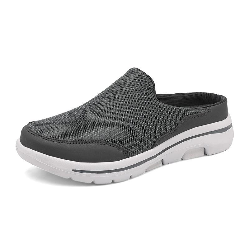 

Ladies Casual Mules Mesh Breathable Flat Slippers Summer Couple Shoes Large Size Loafers Fashion Shoes Ladies Street Slippers 39 темно-серого
