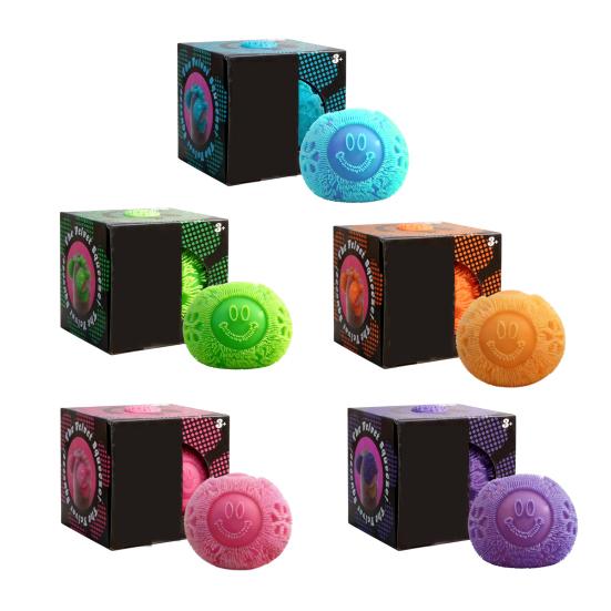 Fuzz Smiling Face Ball Squeeze Toy Stress Relief Fuzzy Ball Fidget Toy Focus Aid Relaxation Anxiety Relieving Office Desk Toy