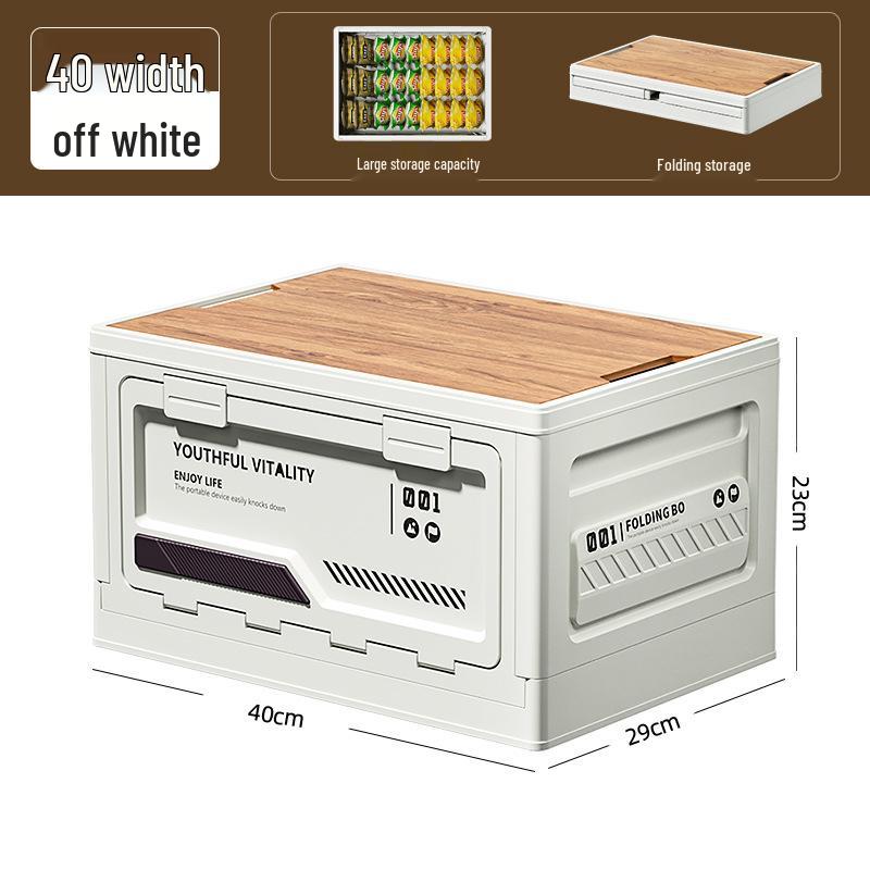 Extra Large Outdoor Storage Box: Side-Opening, Wood Lid, Foldable Camping & Car Trunk Organizer