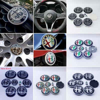 9pcs 50mm 56mm 60mmfor Brera New Spider Giulietta Mito Giulia Wheel Center Cap Car Hood Trunk Steering Wheel Badge