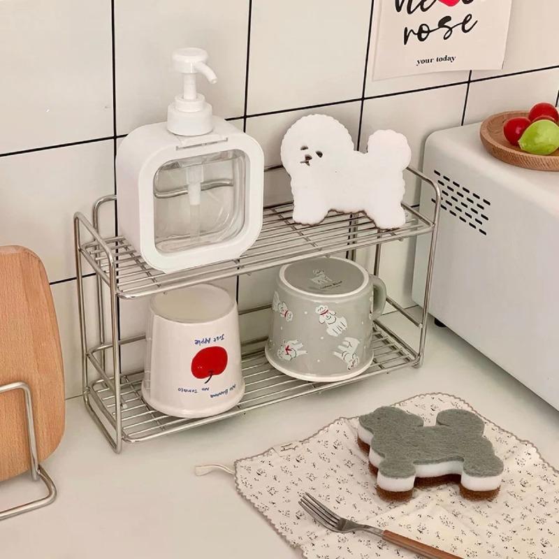 4pcs Cute Puppy Kitchen Sponge Set Thick and Durable Dishwashing and Cleaning Tools Supplies Kitchen Accessories