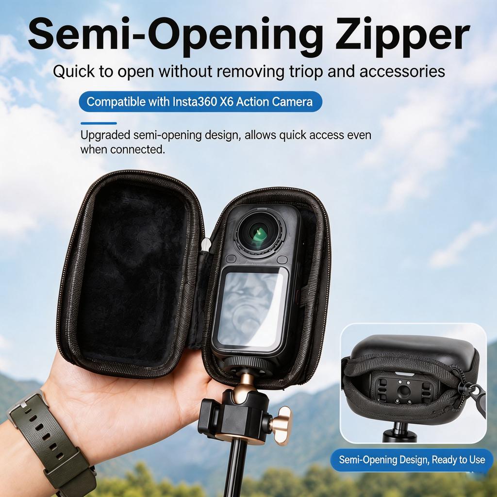 Portable Camera Case for Insta161 X6 Mini Carrying Bag Shockproof Protective Storage Box Soft Lining Zipper Travel Accessories