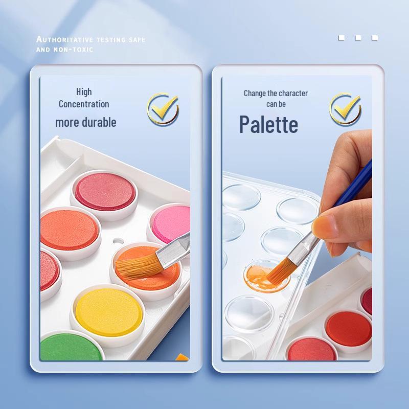 48-Color Watercolor Paint Set for Beginner Artists and School Students