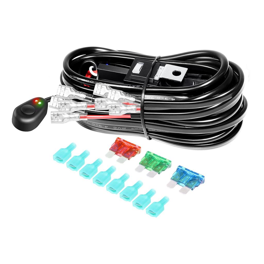 RIGIDON LED Light Bar Wiring Harness Kit 18AWG ON OFF Switch Power Relay