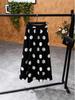 High-Waist French Polka Dot A-Line Midi Skirt with Drape for Women