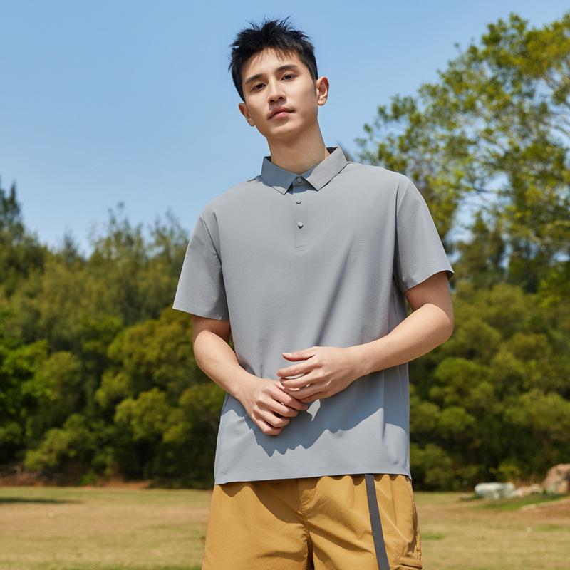 Unisex Summer Ice Silk Polo Shirt, Short Sleeve, Elastic Business-Casual, Custom Logo Option
