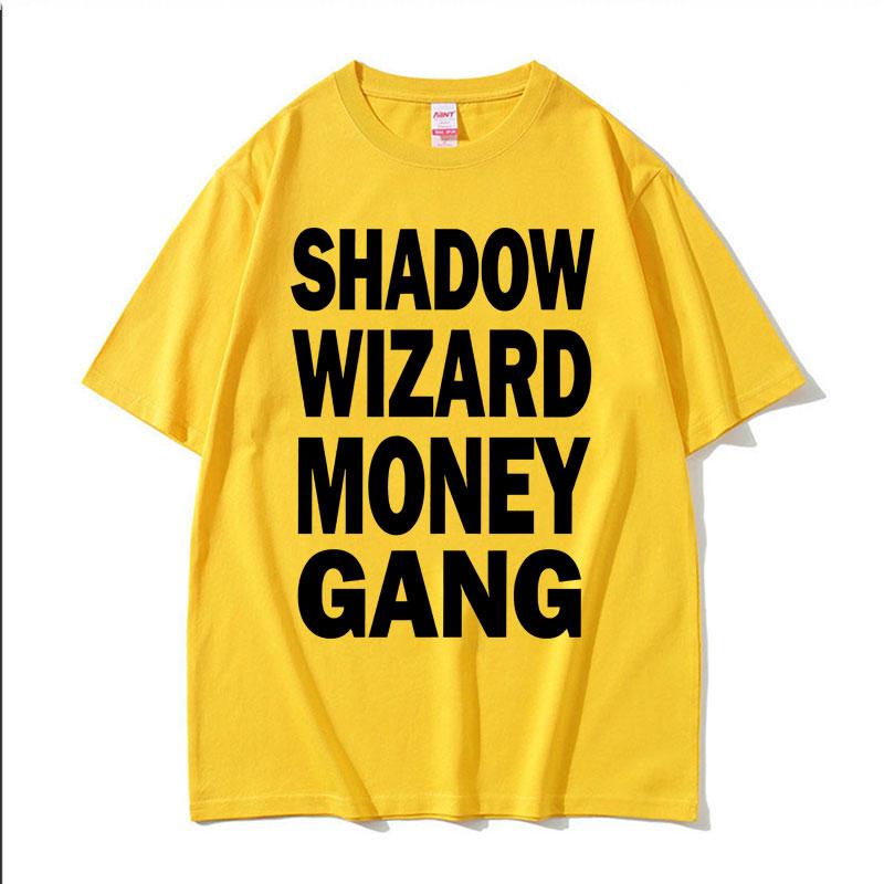Joeyy Schattenzauberer Geld Gang Buchstaben Druck T-Shirts Lustiges Y2K Meme T-Shirt Herren Damen Harajuku Hip Hop Übergroßes Street T-Shirt