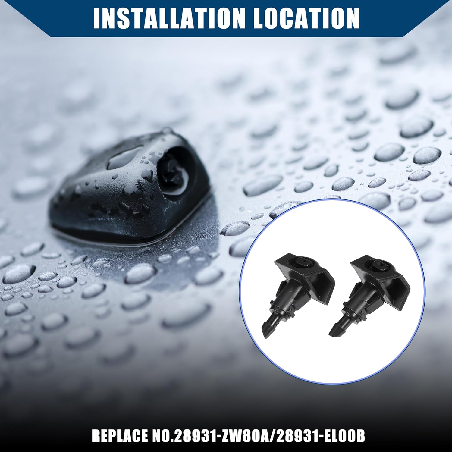 No.28931-ZW80A / Windshield Washer Nozzle for Nissan Versa 2009-2012 / Wiper Spray Nozzle/Durable/ABS / 2 Pcs Black