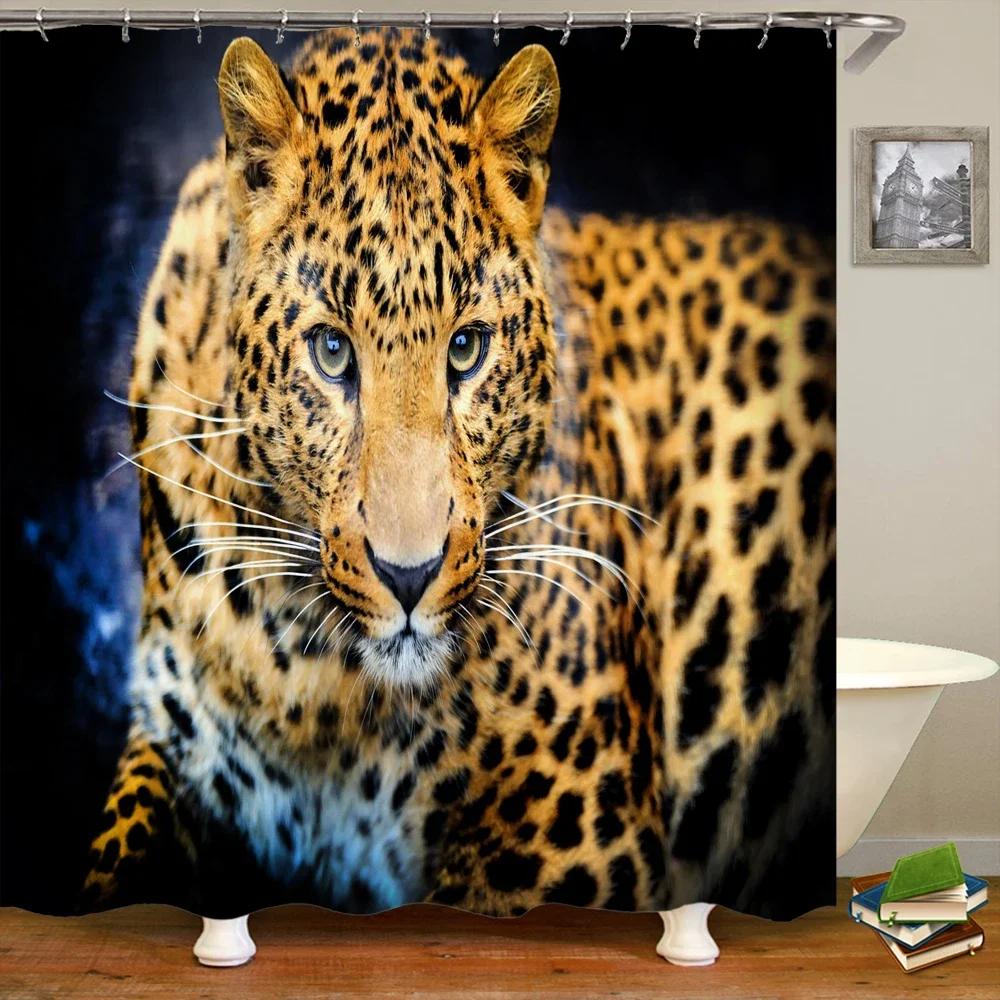 Animals Printed Lion, Tiger, Cat,Elephant,3D Bath Curtains Waterproof Polyester Cloth Washable Bathroom Shower Curtain With Hook