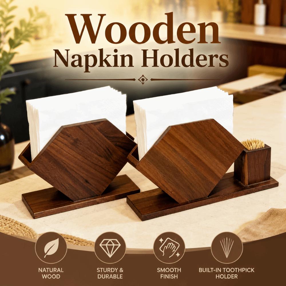 Wooden Napkin Holders No-slip Paper Towel Container Elegant Tissue Storage Rack Dining Tables