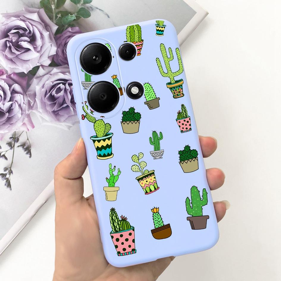 For Xiaomi Redmi Note 13 Pro 4G 2024 Case Cute Love Heart Cactus Soft Matte TPU Cover For Xiaomi Poco M6 Pro 4G Note13 Pro Coque