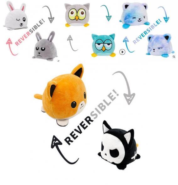 Dwustronny Pluszowy Kotek, Miękka i Urocza Lalka Zwierzątko dla Dzieci, Prezent