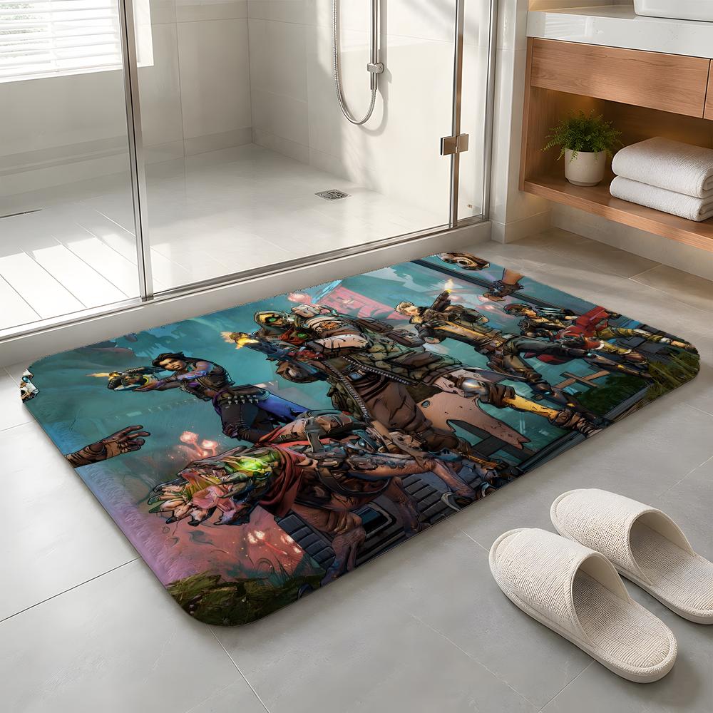 Classic B-Borderlands-Games Floor Mat Machine Washable Soft Flannel Area Rug, Non-Slip Absorbent Floor Mat for Living Room