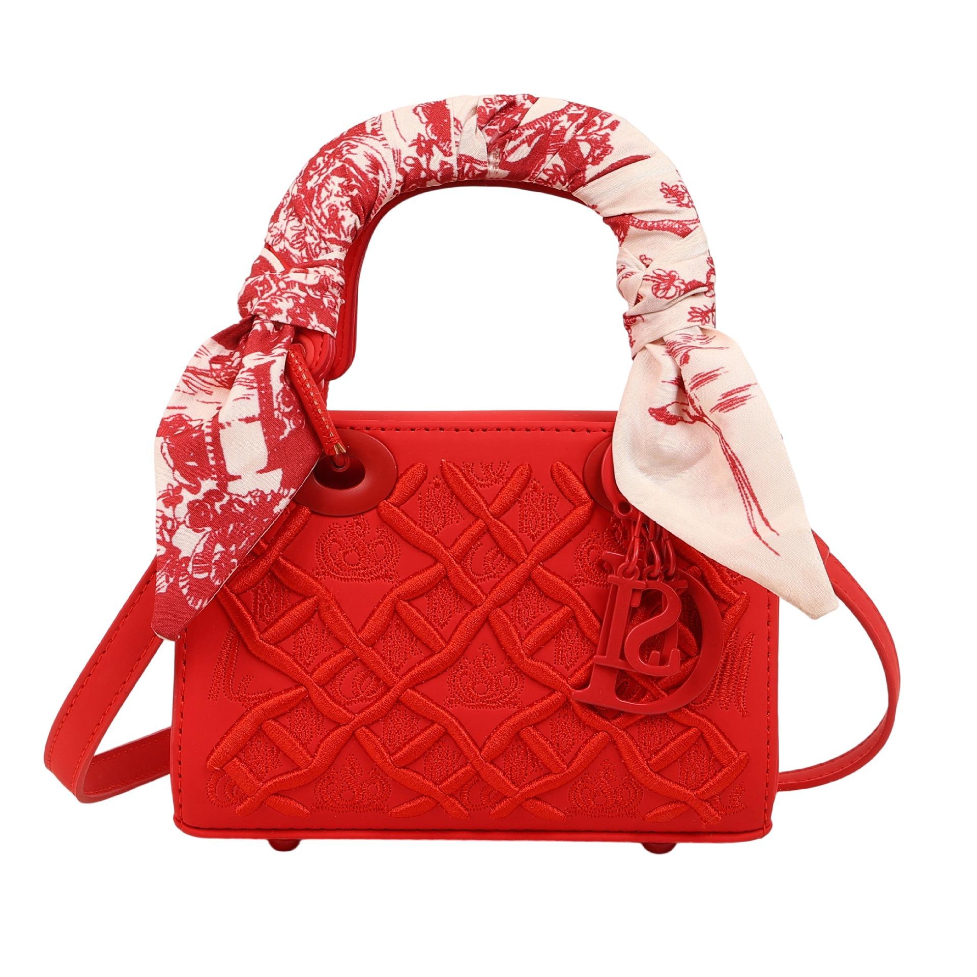 

high-end silk scarf embroidered small square bag versatile bag women s single shoulder crossbody bag