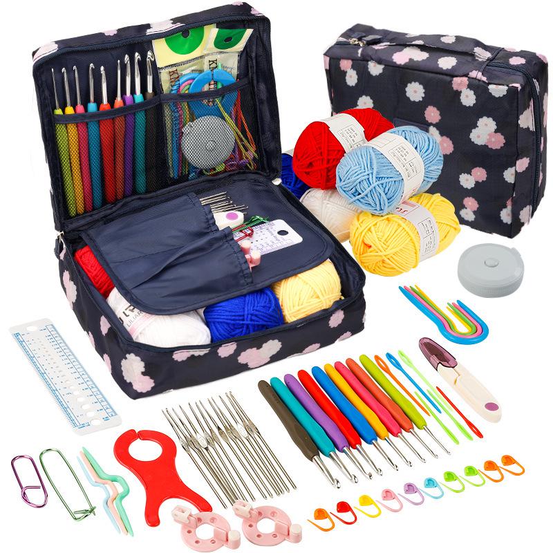 Beginner's 58-Piece Crochet Starter Kit - Complete Set with Portable Wool Knitting Tools