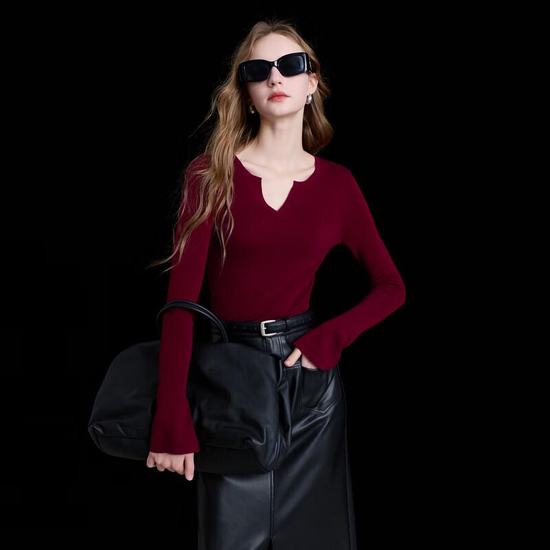 

Sancai Women s V-Neck Slim-Fit Wool Sweater XL