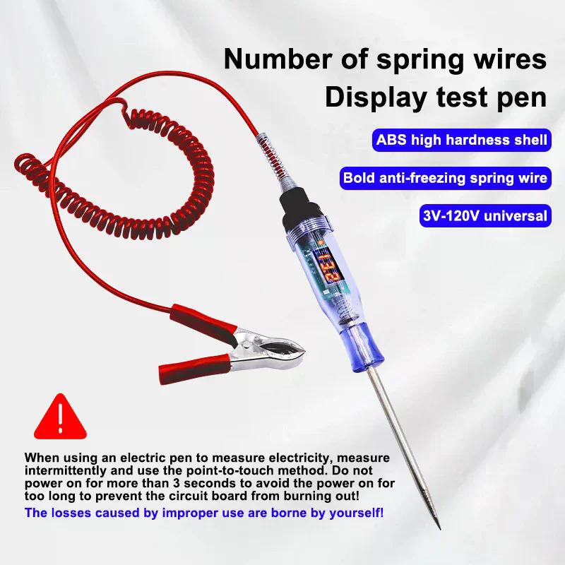5V-120V Car Tester Pen Voltage Circuit Test DC Digital Display Electric Pen Probe Pen Auto Diagnostic Tools 2V 12V 24V 48V