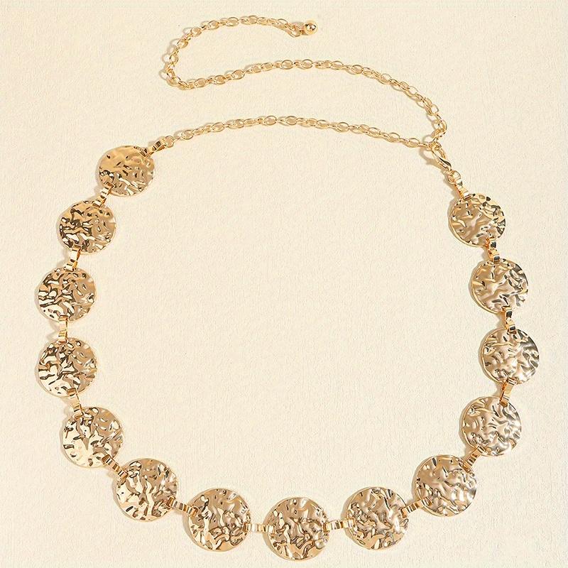 

Элегантный женский металлический пояс-золотая цепочка на талию, круглая нерегулярная цепочка для тела, сексуальный аксессуар, регулируемые ремни для женщин, панк 1pc