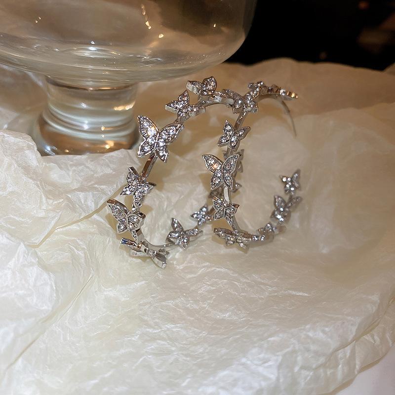 Schmetterling Creolen für Damen Geometrische Strass Ohrringe Party Damen Zirkon Geschenke