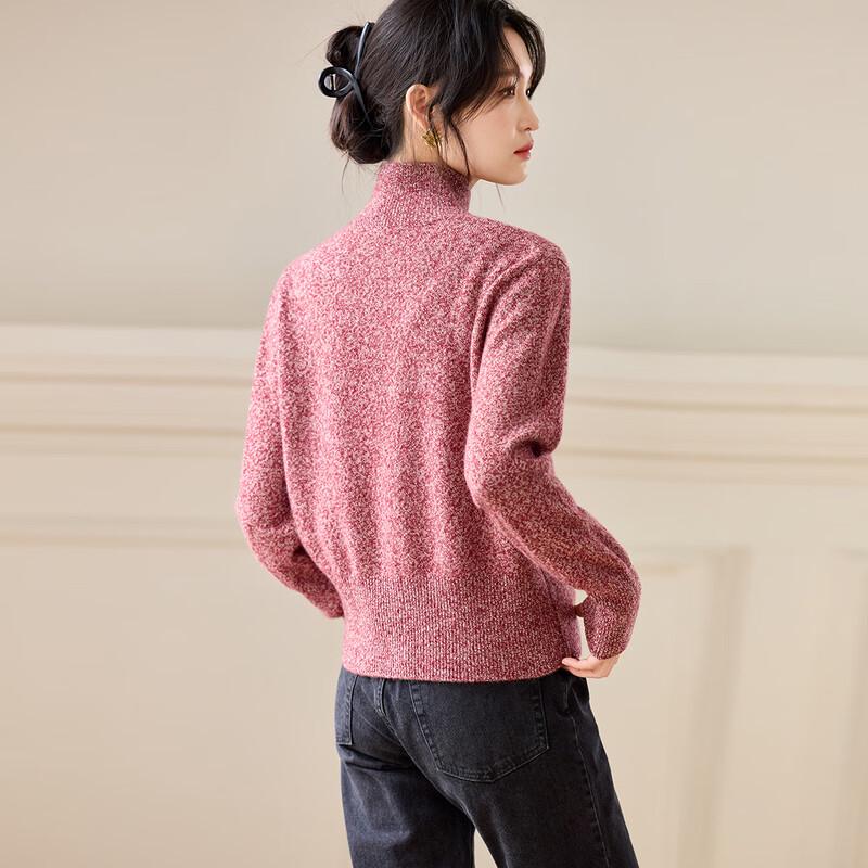 Srcr Women's 100% Wool Semi-High Collar Cardigan Sweater