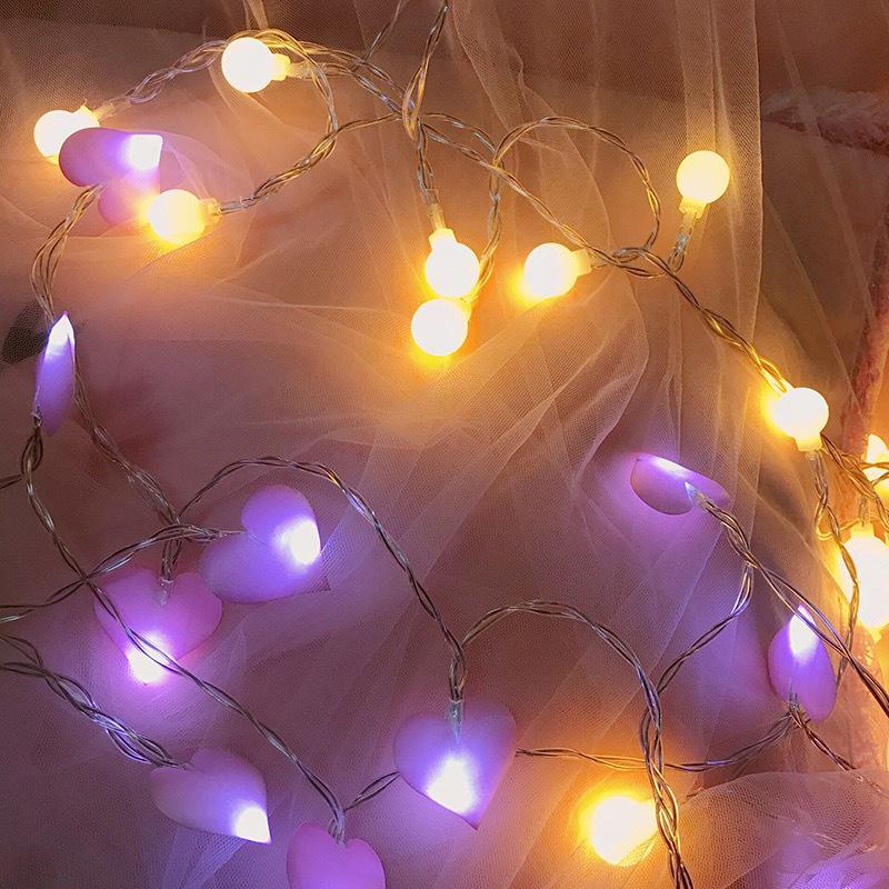 LED Peach Heart String Lights - Fabric Heart Decor for Girlish Rooms and Popular Curtain Lighting Styles
