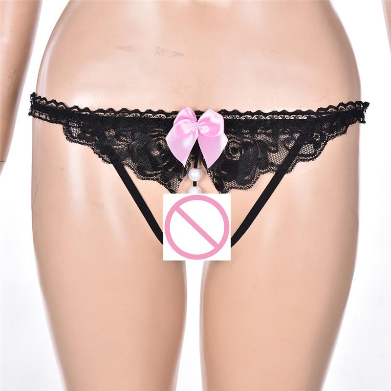 Sexy Open Panties Women Crotch Crotchless Lace Thongs G-string V-string Panties Knickers Underwear Bows Sexy