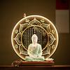 Keramik Shakyamuni Buddha Statue - Wohnzimmer Kunstwerk mit den Drei Heiligen und Lichtkreis Design