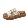 Mori retro double-buckle one-word with thick-soled slippers for women's outer wear New Year's new one-pedal Boken cool slippers