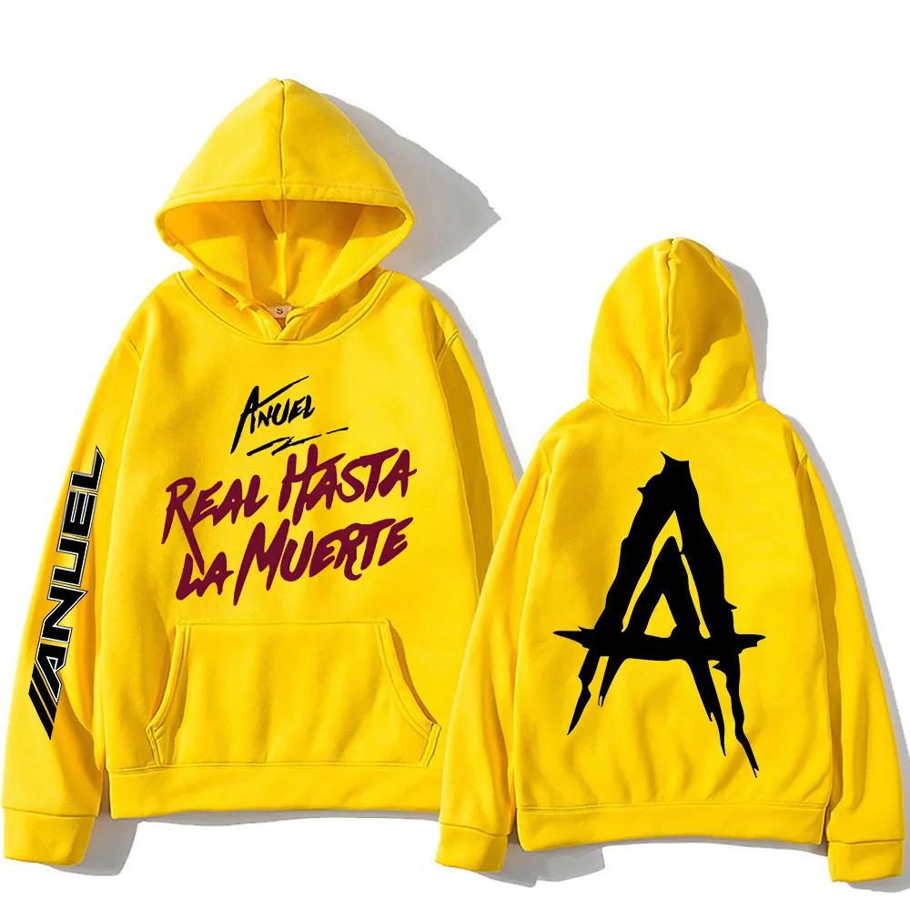 Anuel AA Graphic Printing Hoodie With Pocket Harajuku Fleece Sweatshirt Long-sleeved Punk Clothing Unisex Vintage Soft Pullovers