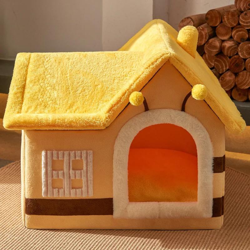 Foldable Dog House Kennel Bed Mat For Small Medium Dogs Cats Winter Warm  Nest Pet Products Basket Pets Puppy Cave Sofa