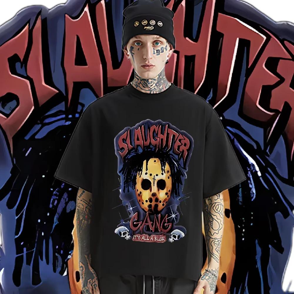 Horror Koszulka z okrągłym dekoltem Luźna z krótkim rękawem Retro Harajuku Męska Koszulka Graficzna Styl Rapu Topy Moda Koszulka Błaha Koszulka